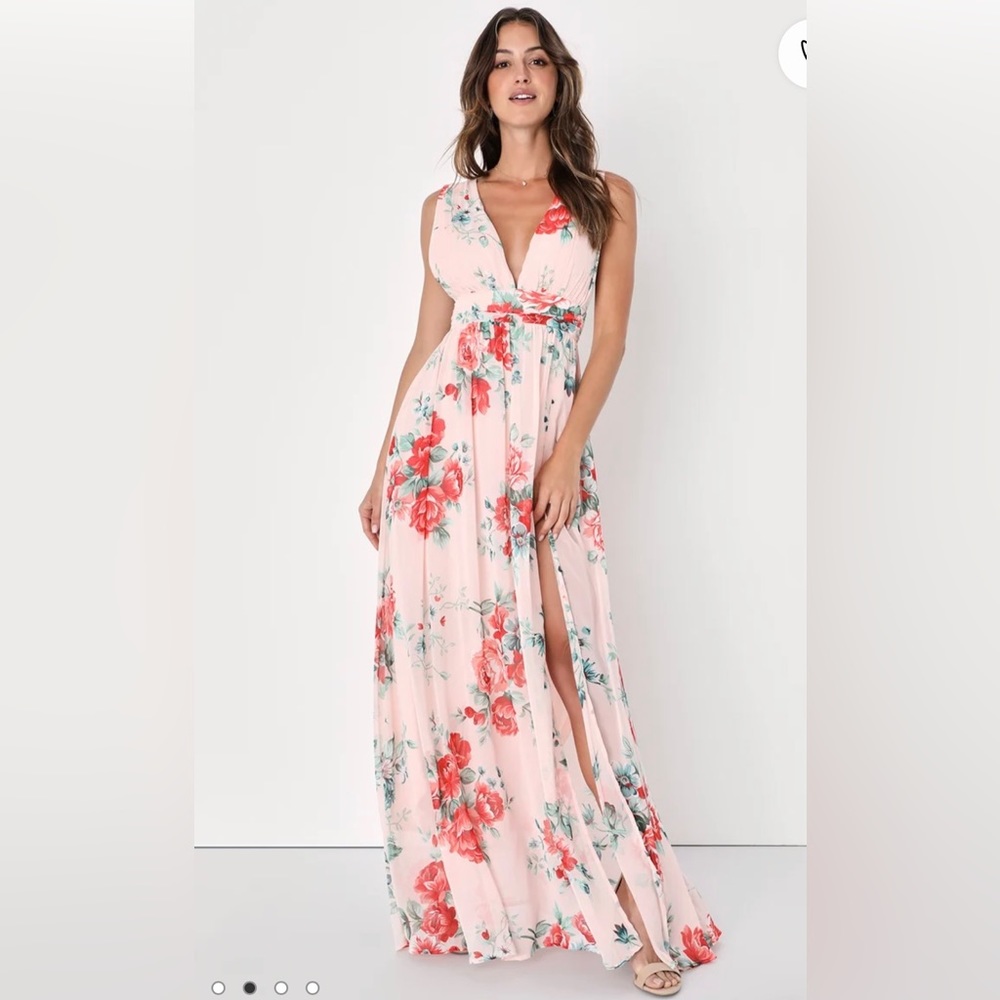 Lulu’s Garden Maxi Dress Blush Floral Print